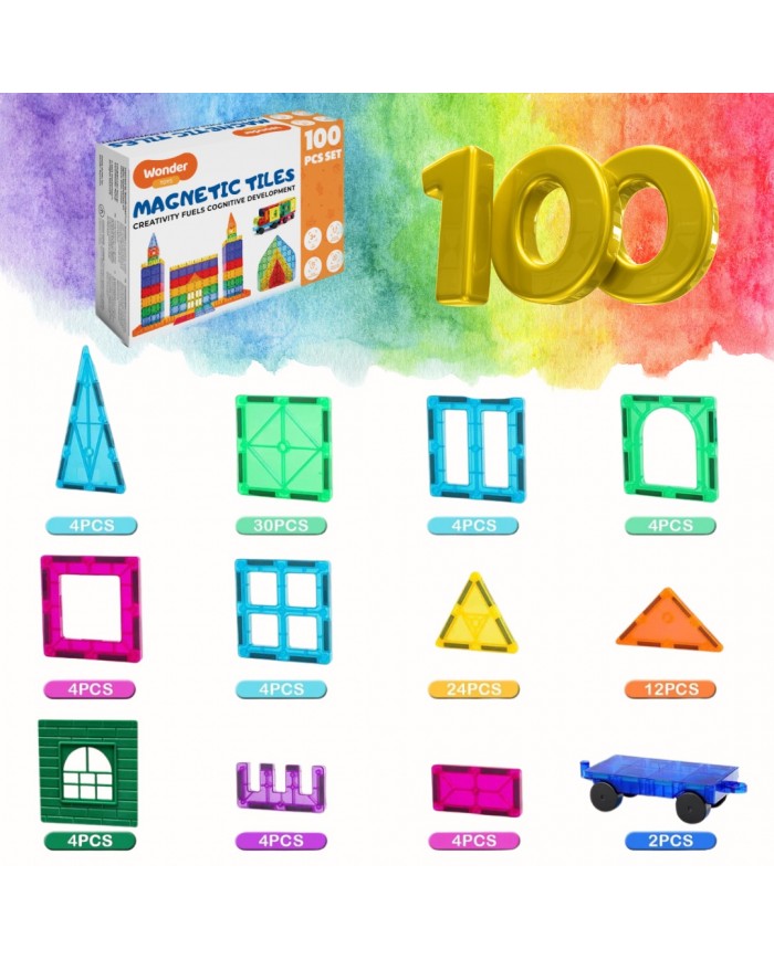 MAGNETIC TILES Classic 100-Piece The ORIGINAL Magnet Building Toys