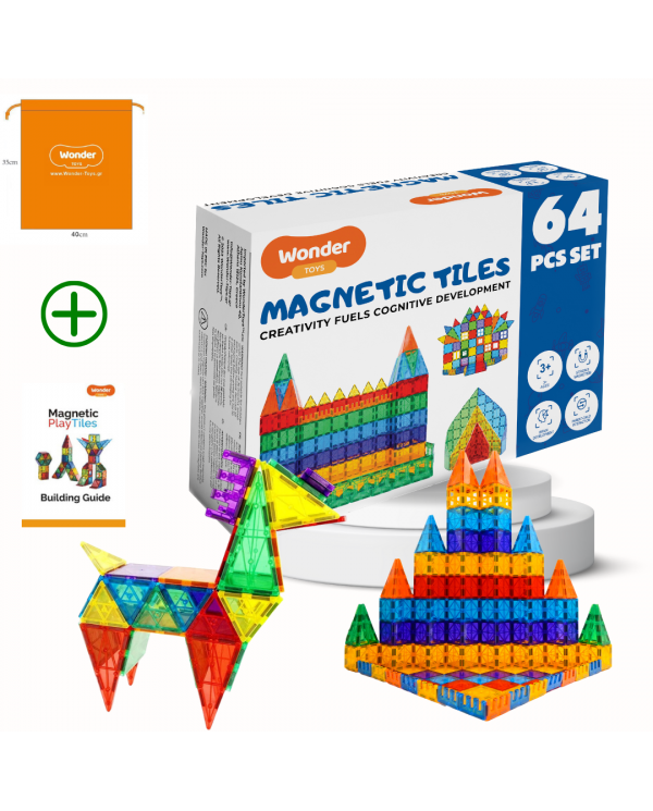 MAGNETIC TILES Classic 64-Piece The ORIGINAL Magnet Building Toys