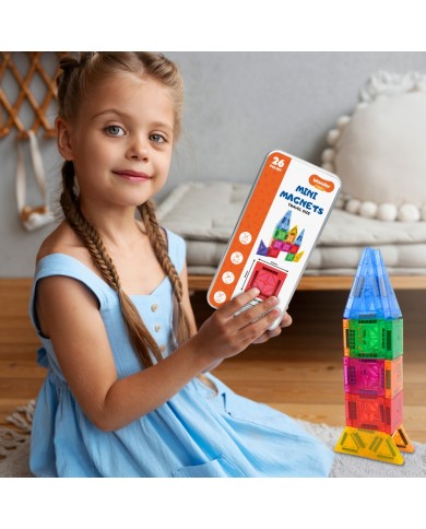 Mini Magnetic Blocks – 26 Pieces Travel Set Educational Magnet Construction Toy