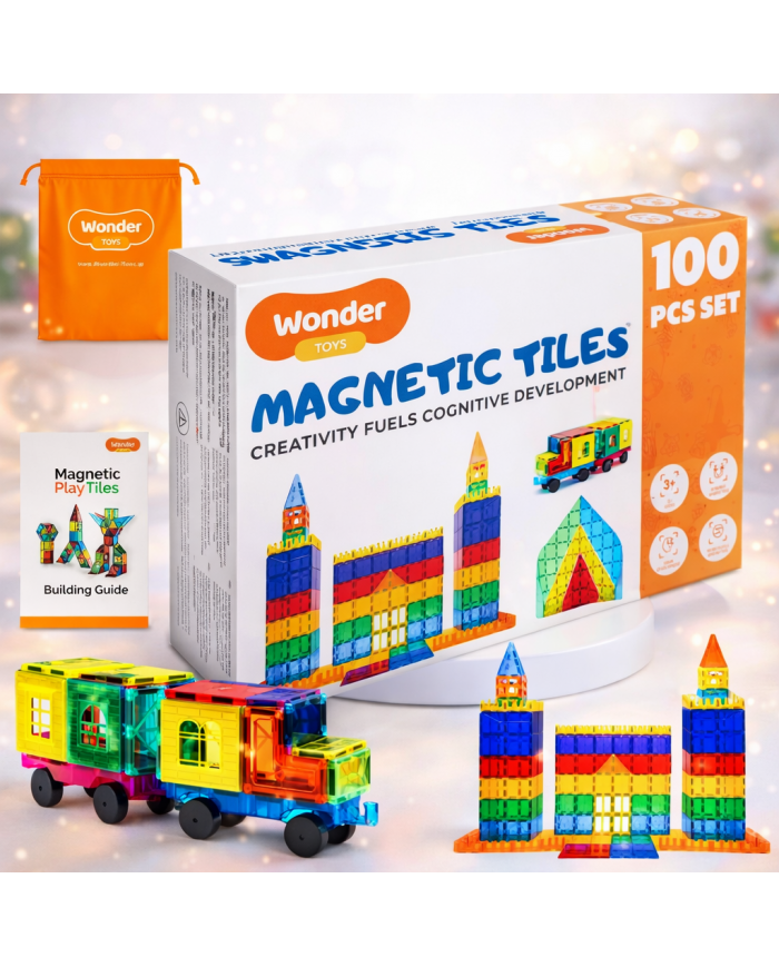 Classic Magnetic Blocks 100 Pieces The Original Magnetic Building Toys for Boys and Girls Ages 3 4 5 6
