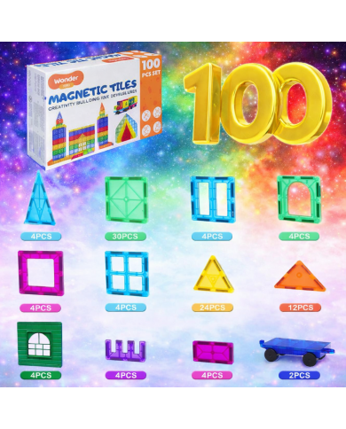 Classic Magnetic Blocks 100 Pieces The Original Magnetic Building Toys for Boys and Girls Ages 3 4 5 6