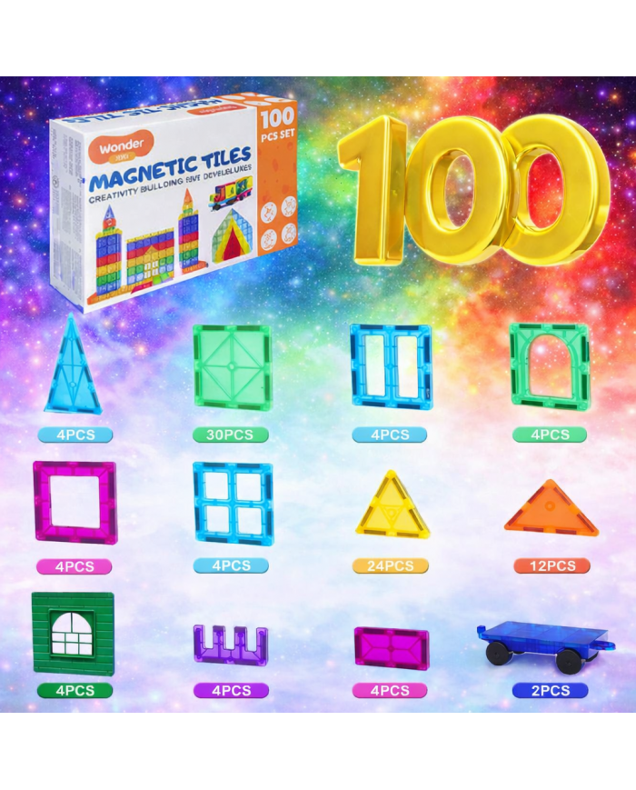 Classic Magnetic Blocks 100 Pieces The Original Magnetic Building Toys for Boys and Girls Ages 3 4 5 6