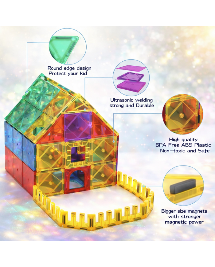 Classic Magnetic Blocks 64 Pieces The Original Magnetic Building Toys for Boys and Girls Ages 3 4 5 6
