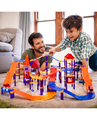 122 Pieces Racing Car Building Blocks, Educational Toys, Magnetic Tiles, 2 Truck Playset