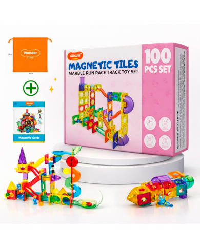 Running Ball 100 Pieces, Set of Magnetic Building Blocks and Building Blocks, Educational Toys for Children