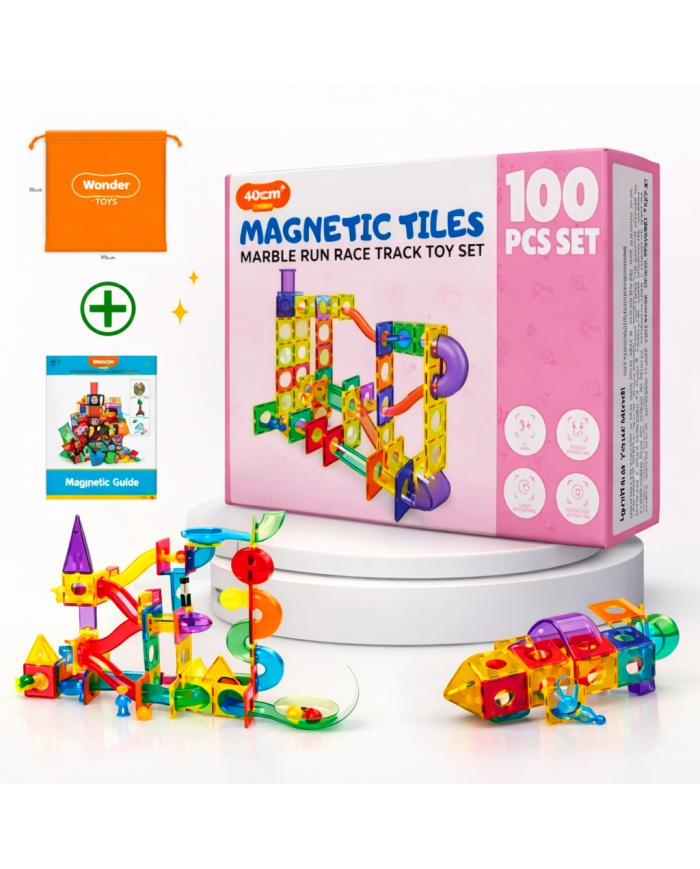 Running Ball 100 Pieces, Set of Magnetic Building Blocks and Building Blocks, Educational Toys for Children