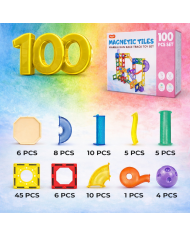 Running Ball 100 Pieces, Set of Magnetic Building Blocks and Building Blocks, Educational Toys for Children