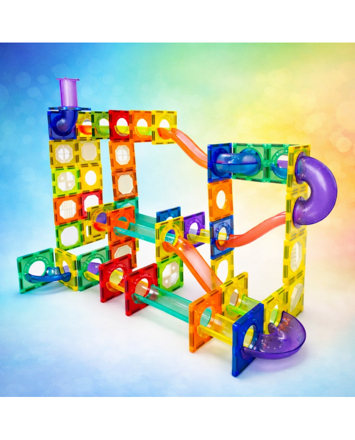 Running Ball 100 Pieces, Set of Magnetic Building Blocks and Building Blocks, Educational Toys for Children
