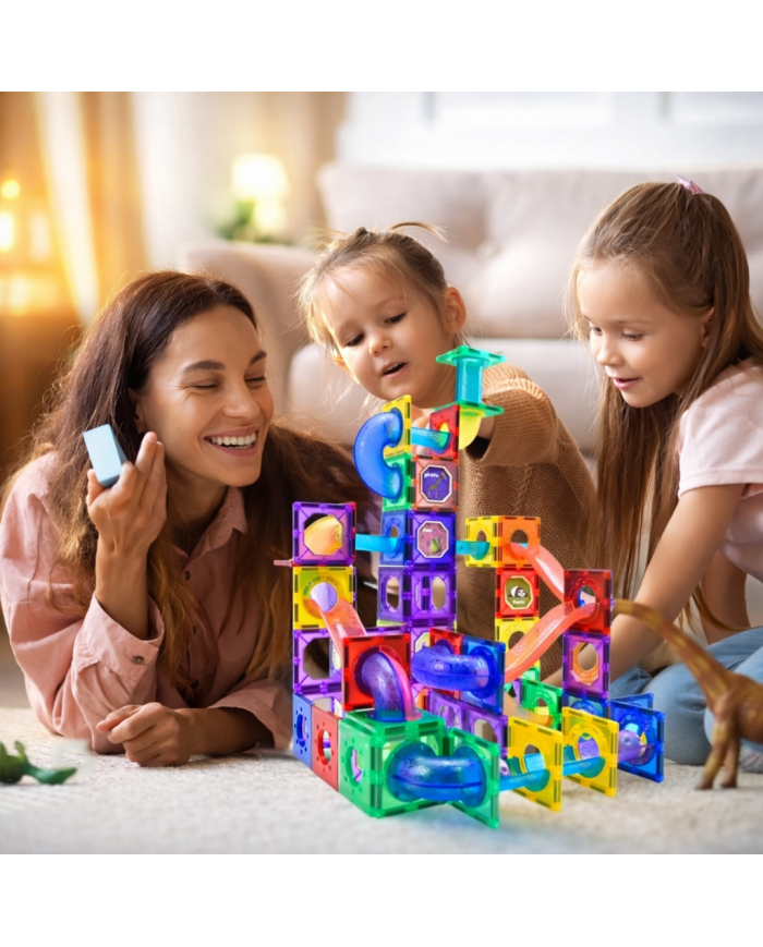 Running Ball 100 Pieces, Set of Magnetic Building Blocks and Building Blocks, Educational Toys for Children