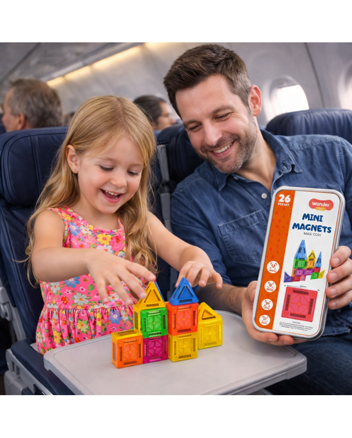 Mini Magnetic Blocks – 26 Pieces Travel Set Educational Magnet Construction Toy