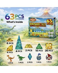 Dinosaur Magnetic Tiles Construction Set – 63 Pieces