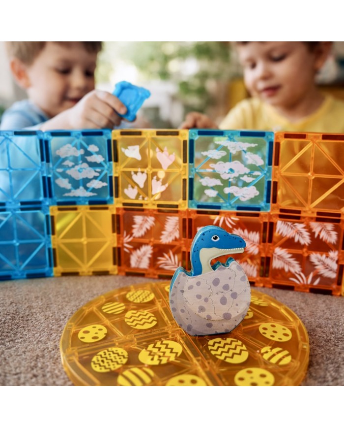 Dinosaur Magnetic Tiles Construction Set – 63 Pieces