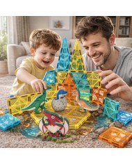 Dinosaur Magnetic Tiles Construction Set – 63 Pieces